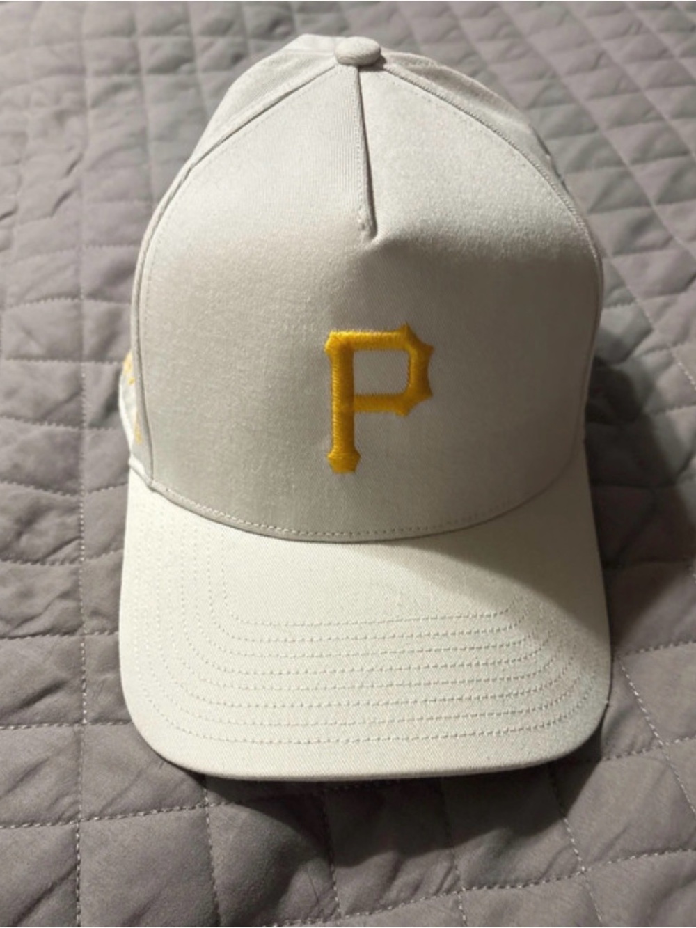 47 White Baseball Cap with Yellow 'P' Embroidery